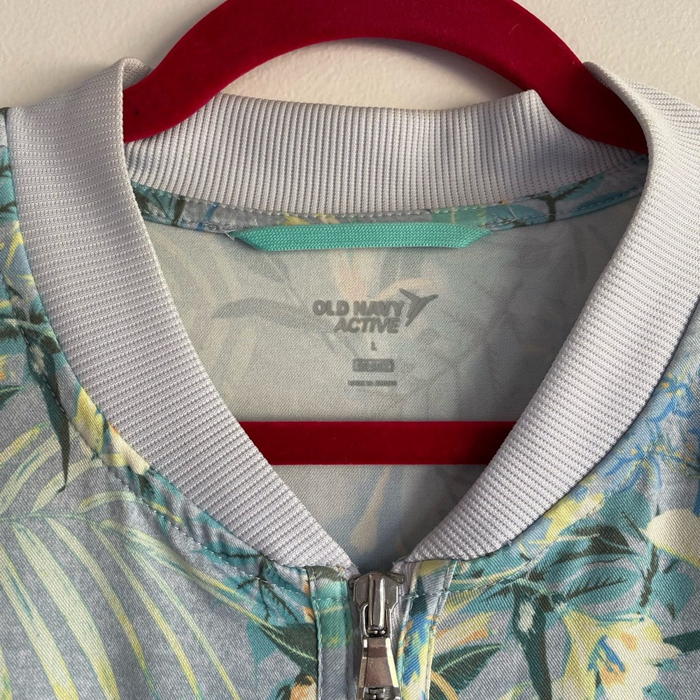 Old Navy Women's Tropical Print Lightweight Bomber Jacket Size L - Picture 3 of 4